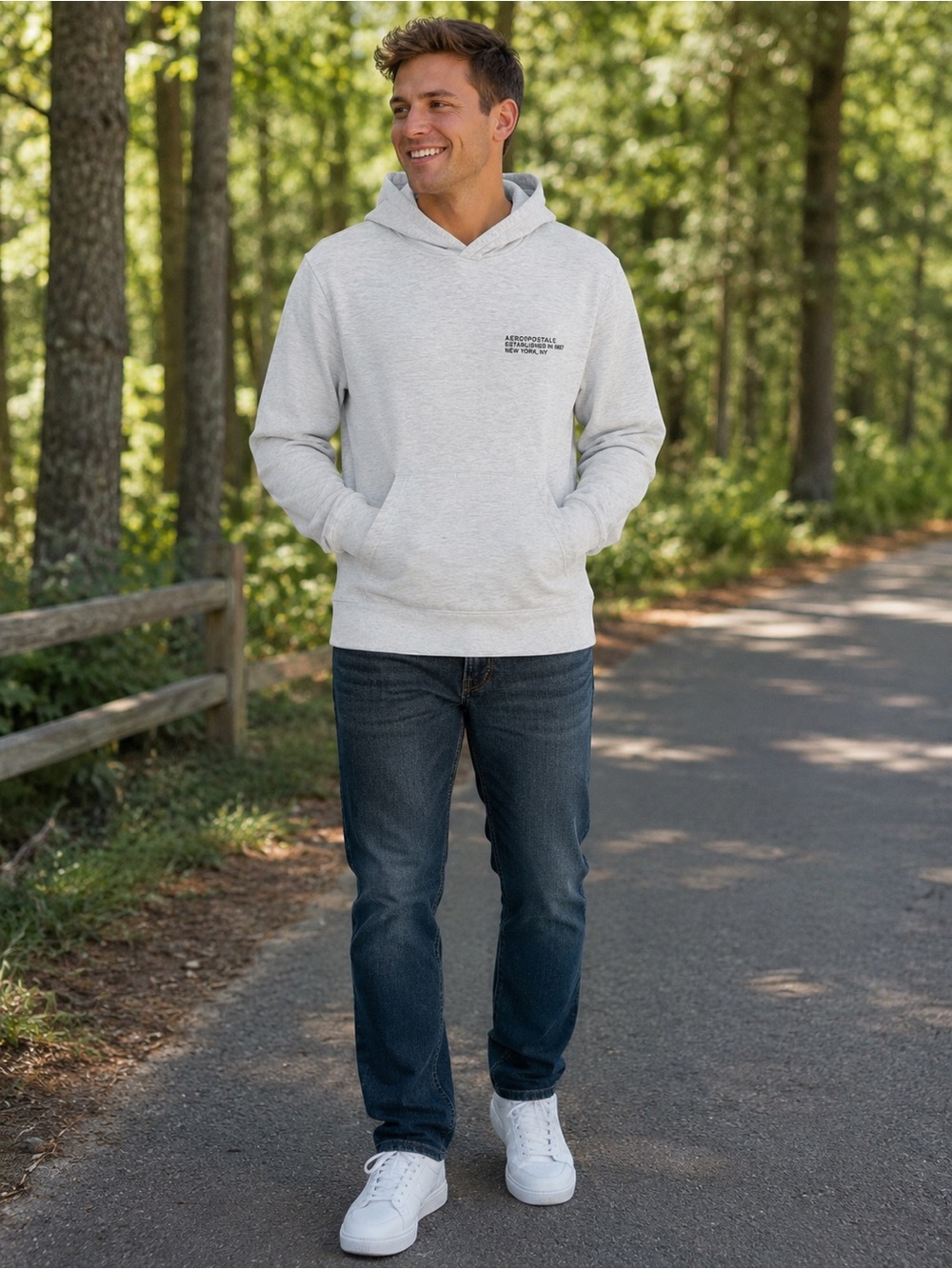 Aeropostale Gray Pullover Hoodie Small Lightweight Sweatshirt